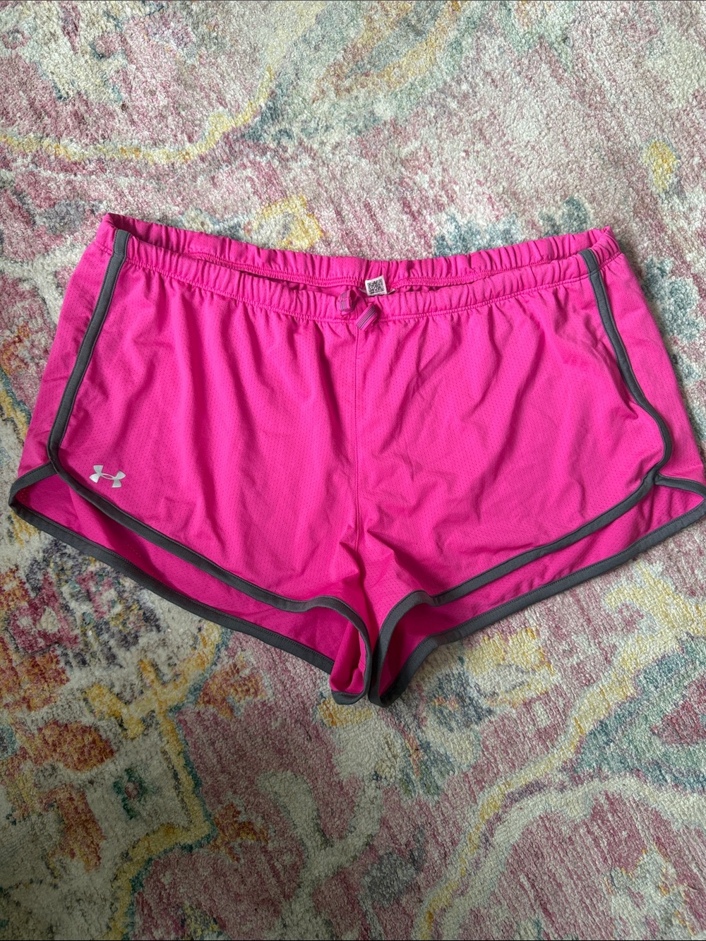 Under Armour Women's Bright Pink Athletic Running Shorts with Gray Trim